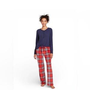 Stars Above Henley Pajama 2-Piece Set Blue Red Womens XL NWT